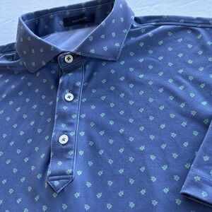 Turtleson‎ Men's Golf Polo Shirt Blue Microprint Pattern Short Sleeve Size M
